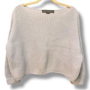 French Connection Cropped Cozy Light Blue Knit Sweater. 100% Cotton. Size Medium